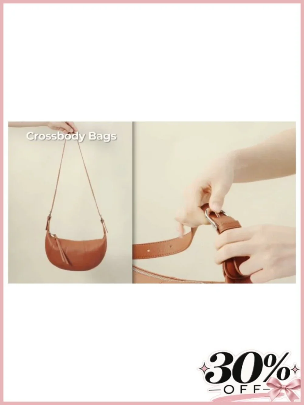 Genuine Leather RFID Crossbody Sling Bag Crescent Purse Shoulder Handbag